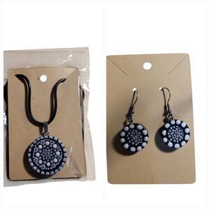 Handmade Mandala Art Necklace And Earring Set